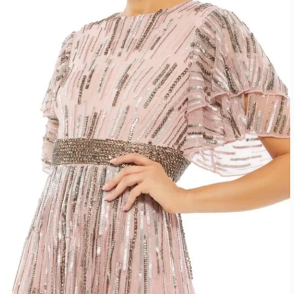 MAC DUGGAL 93582 EMBELLISHED FULL LENGTH LAYERED SLEEVE VINTAGE ROSE GOWN sz 12 - Picture 2 of 7